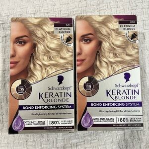 2 Pack Schwarzkopf Keratin Blonde Platinum 001 Bond Enforcing Lightener